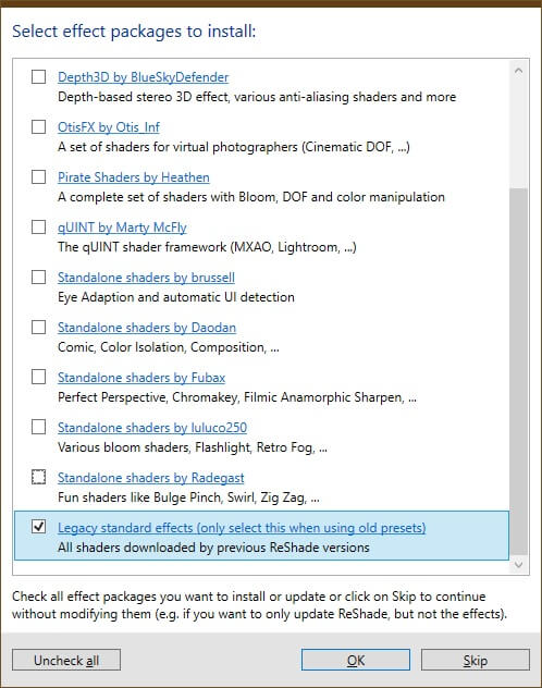 ReShade installer - effects
